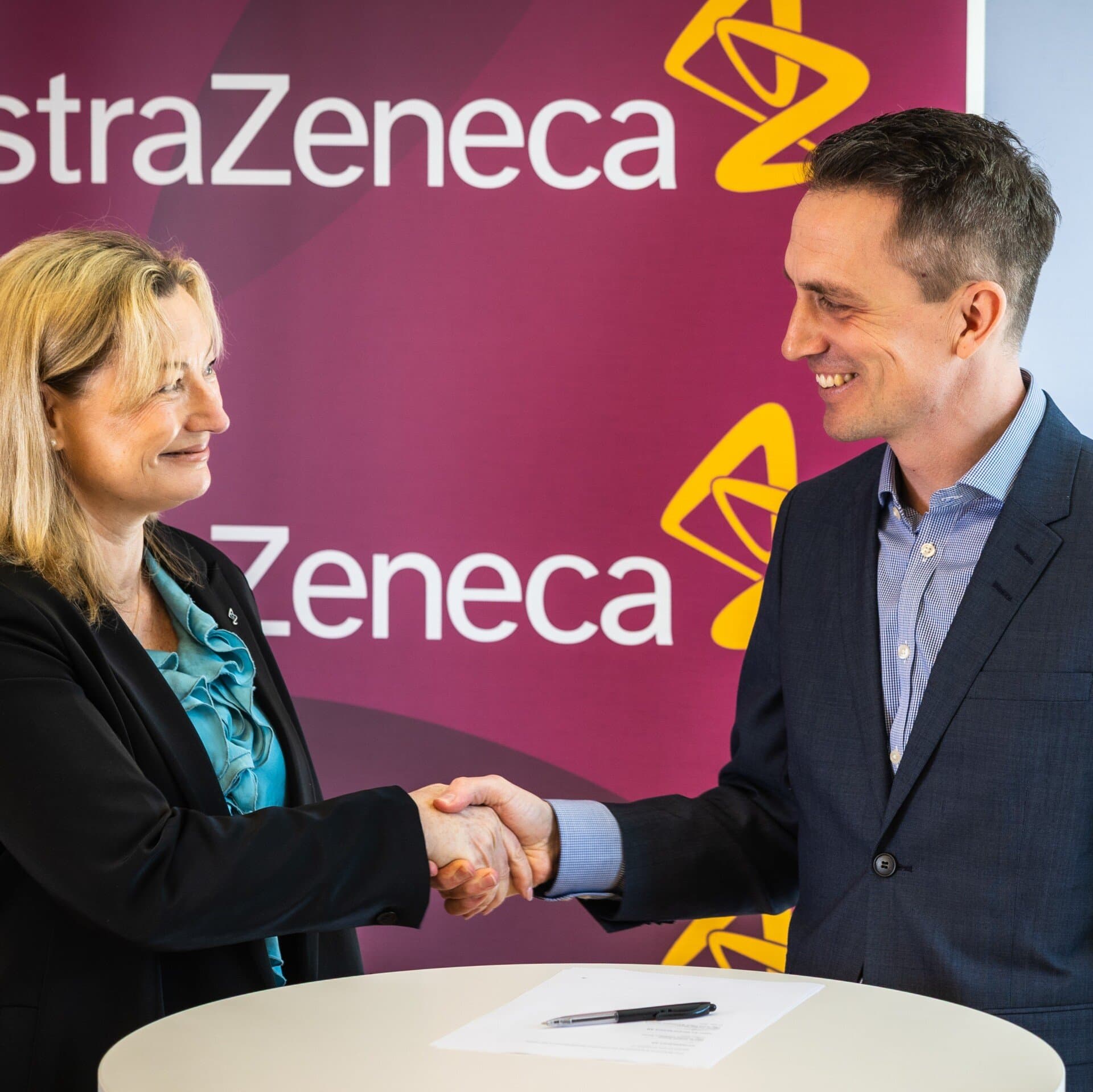 Emelie Antoni, Nordenchef på AstraZeneca, och Gustaf Storm