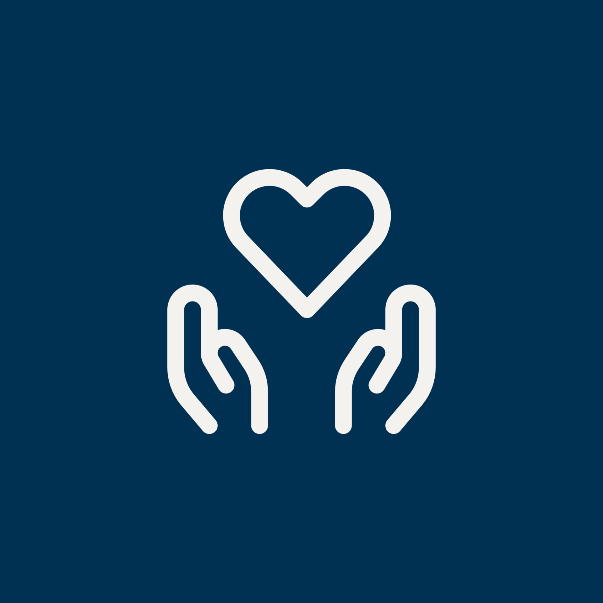 Ikon hjärta och två händer